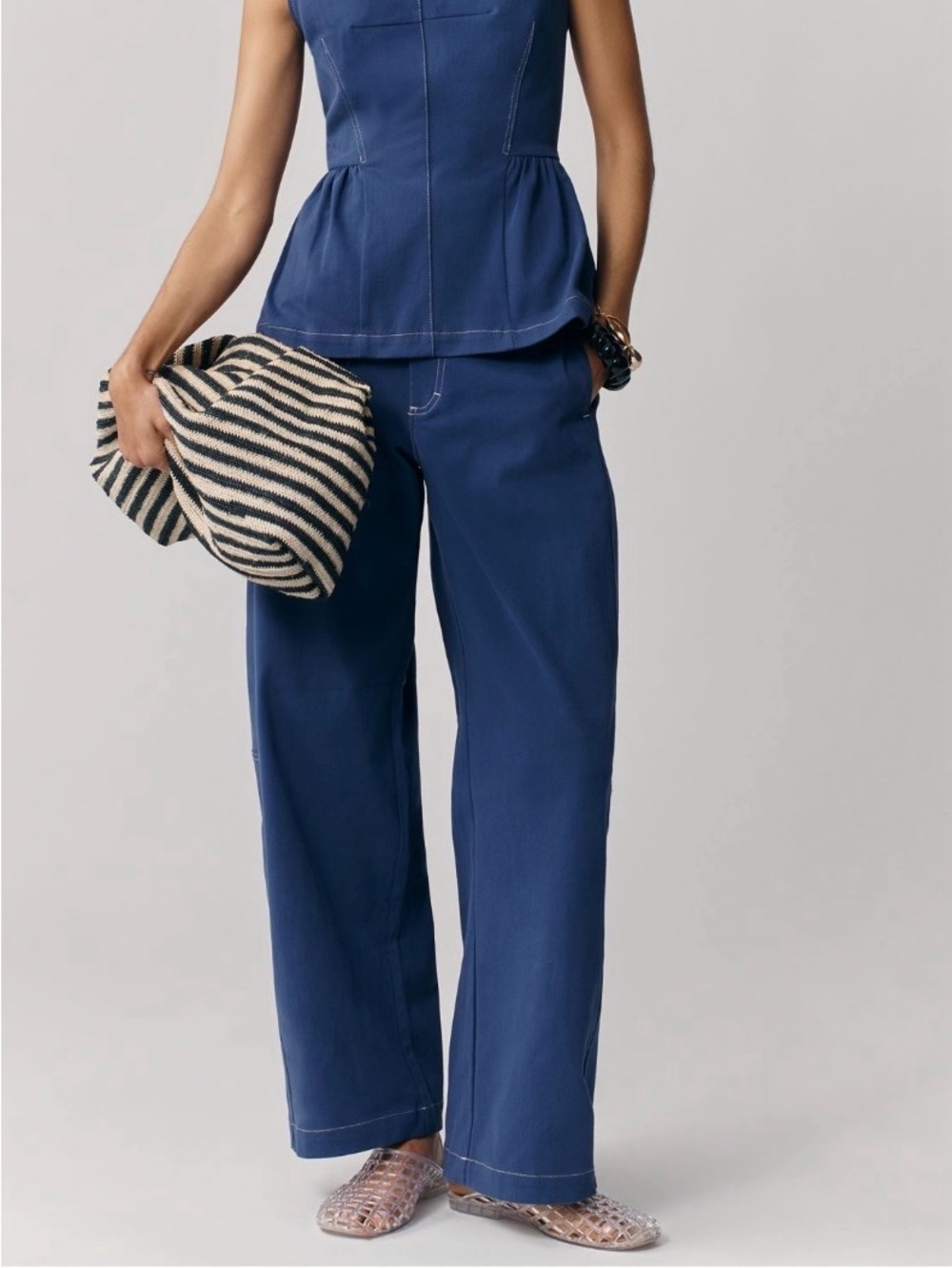 Maeve Deep Navy Wide-Leg Trousers